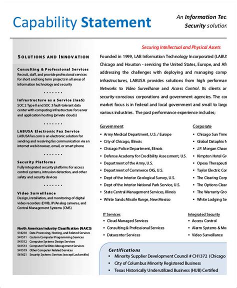 14+ Capability Statement Template - Word, PDF, Google Docs, Apple Pages